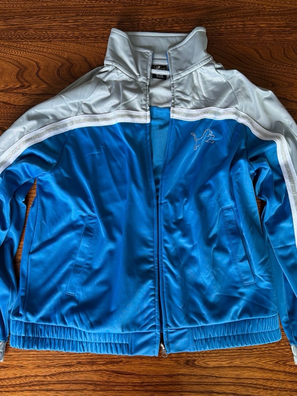 Detroit Lions Blue and Light Gray Track Jacket